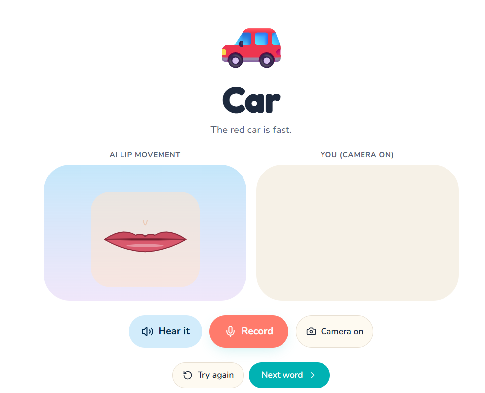 Therophonobot word practice screen