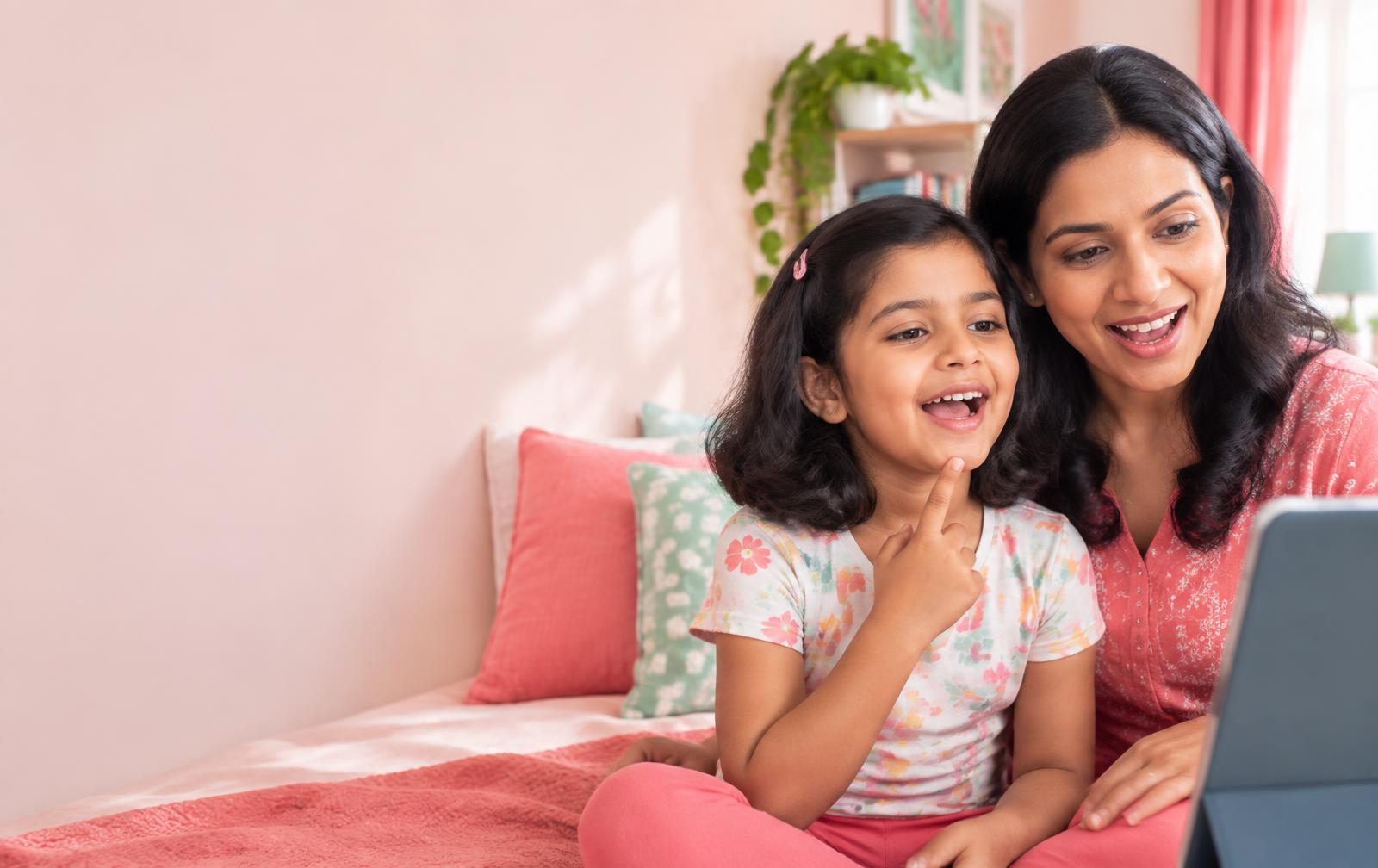 A mother and child enjoying speech practice together